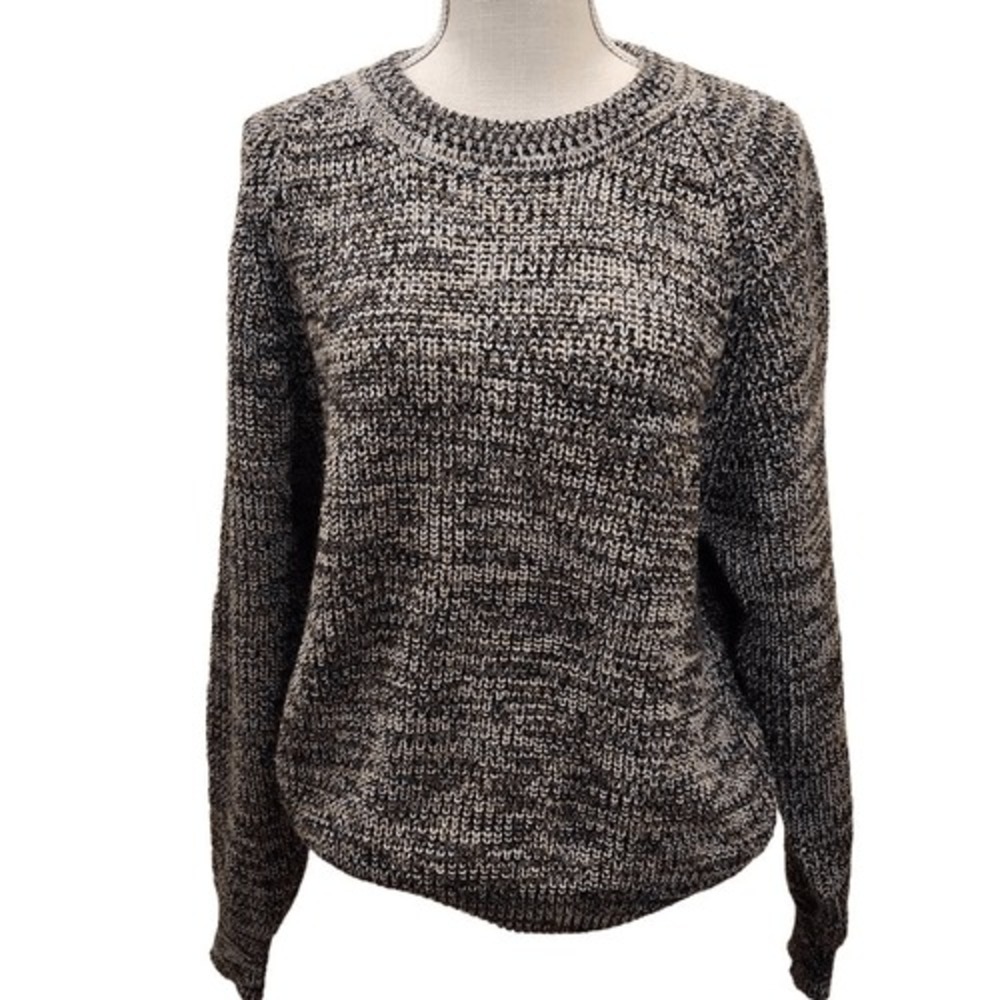 VTG Penn's Landing Women's Ribbed Knit Crewneck Pullover Sweater Black/Brown Lar - Picture 1 of 12